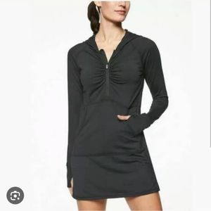 Long sleeve swim dress with hood